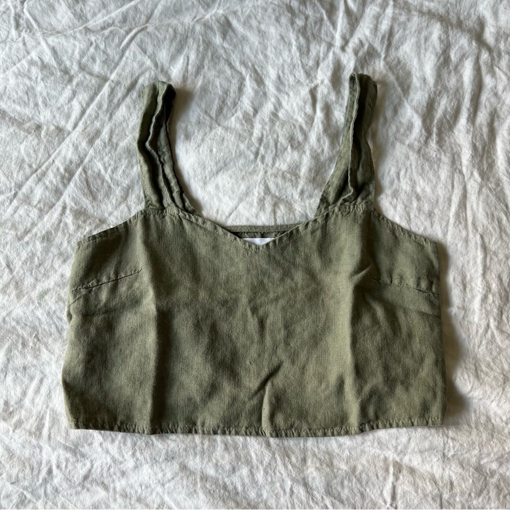 MATE The Label Cropped Linen Tank.